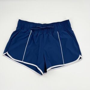 Yogalicious Lux Lightstreame Sprint Shorts Blue White Trim Women’s Size Small